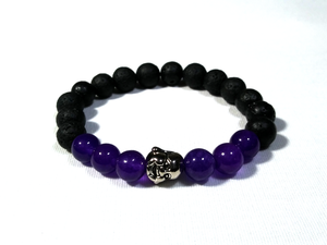 Amethyst & Black Lava Stone Bracelet